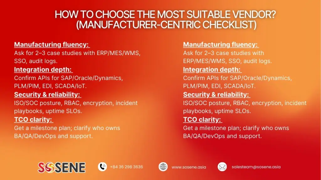 Manufacturer-centric checklist suggestion from Sosene